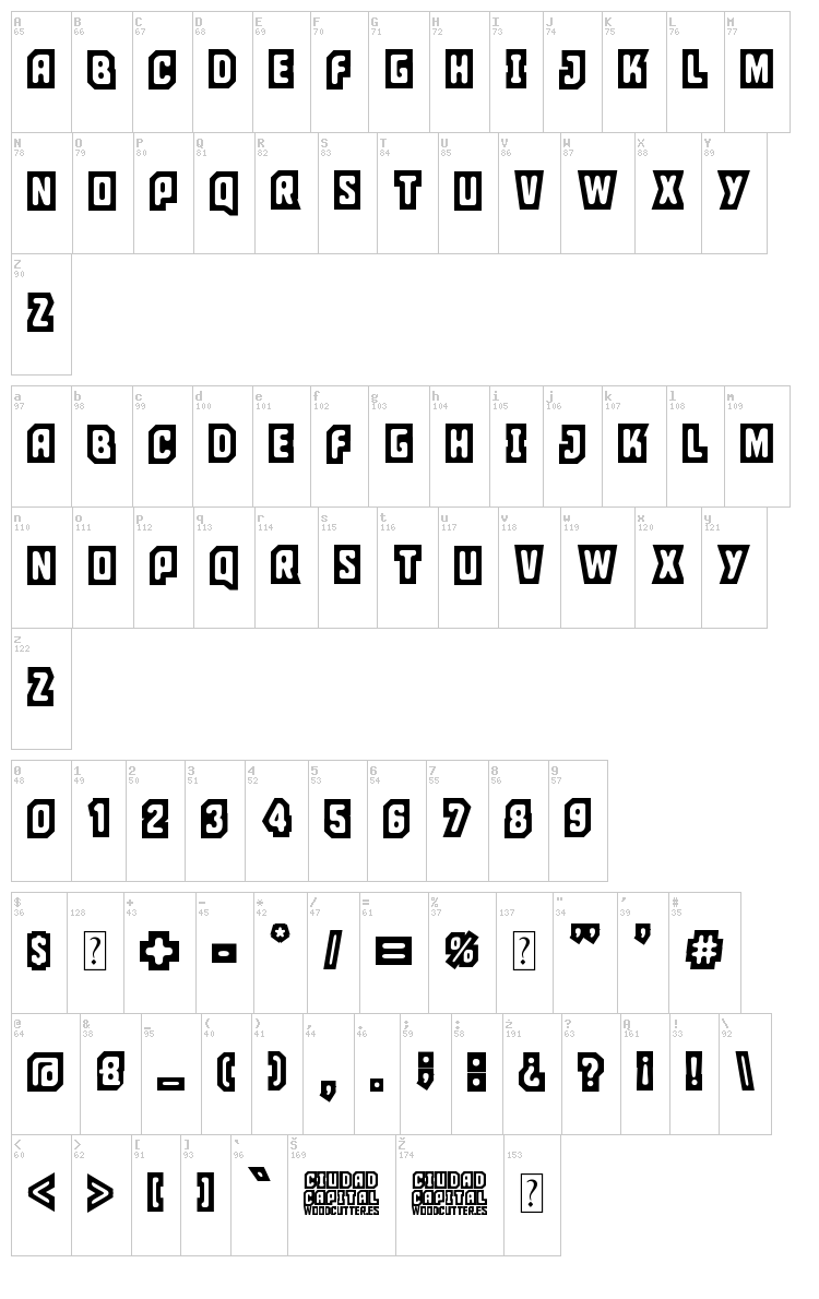 Ciudad Capital font map